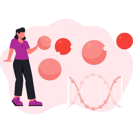 Female chemist experiment on DNA  Illustration