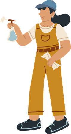 Female cleaner provide Cleaning Service  일러스트레이션