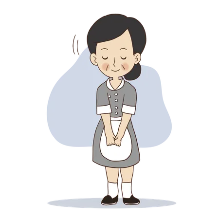 Vector Cartoon Character Illustration Of Smile Female Cleaner Is Thank You Cleaning Lady Housekeeper Illustration