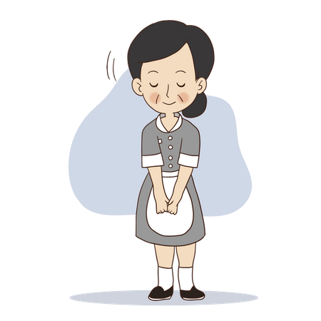 Female cleaner saying thank you  Illustration