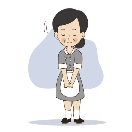 Female cleaner saying thank you  Illustration