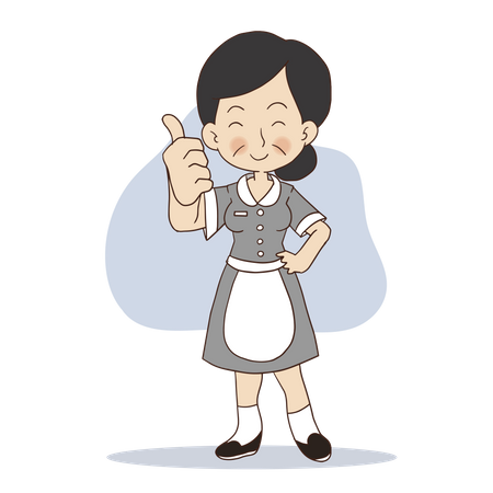 Female cleaner showing thumb up Illustration