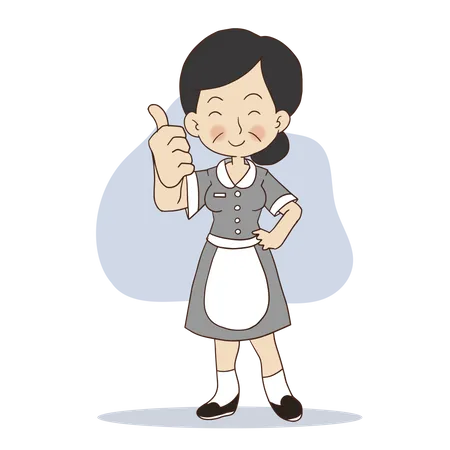 Female cleaner showing thumb up  Illustration