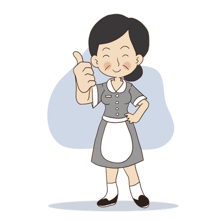 Female cleaner showing thumb up  Illustration