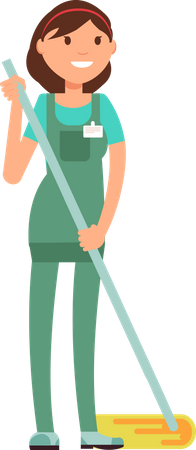 Female cleaner sweeping floor  Illustration