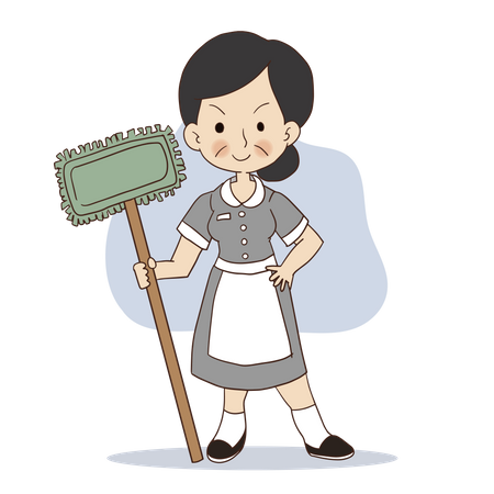 Female cleaner with Mop  Illustration