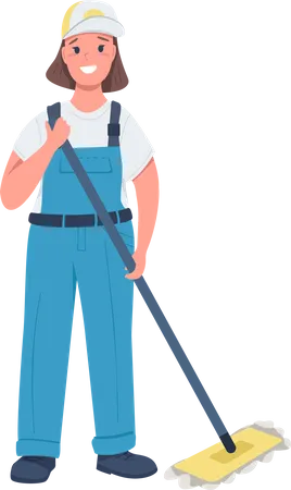 Female cleaning service worker  Illustration