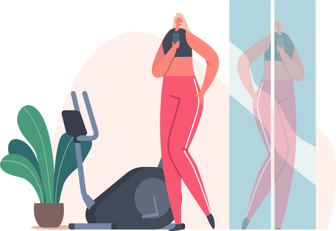 Female clicking self picture after working out  Illustration
