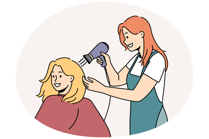 Female client get hairstyle in salon  Illustration