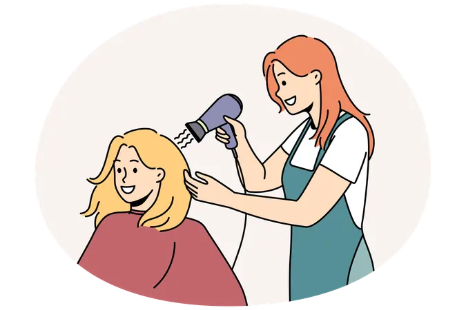 Female client get hairstyle in salon  Illustration
