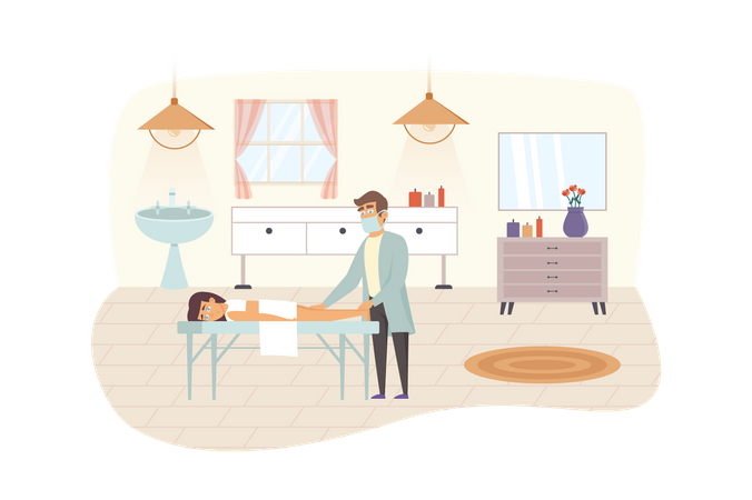 Female client getting massage  Illustration