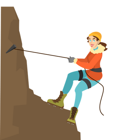 Female climbing mountain Illustration