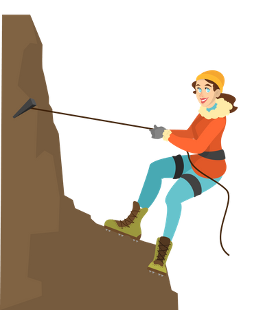 Female climbing mountain  Illustration