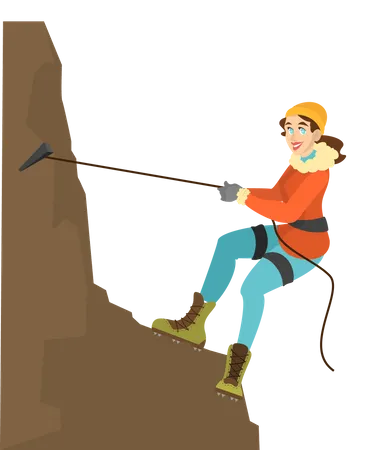 Female climbing mountain  Illustration