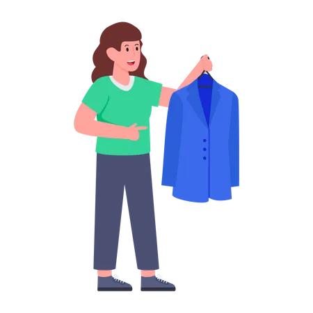 Female Clothes Seller holding suit  Illustration