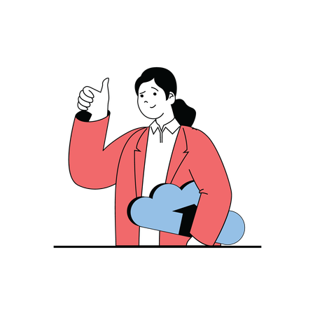Female cloud administrator showing thumbs up  Illustration
