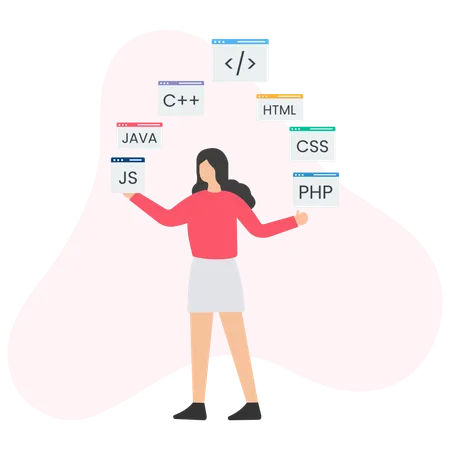 Female coding expert  Illustration