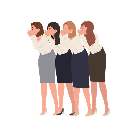 Female colleagues spreading rumors in office  Illustration