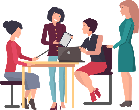 Female colleagues work in business  Illustration