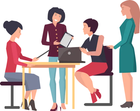 Female colleagues work in business  Illustration