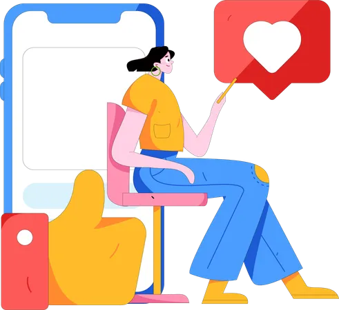 Female communicate on mobile  Illustration