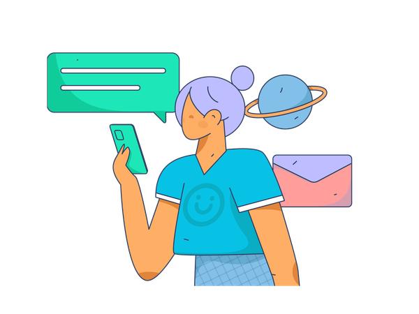 Female communication on mobile  Illustration