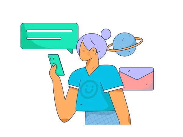 Female communication on mobile  Illustration