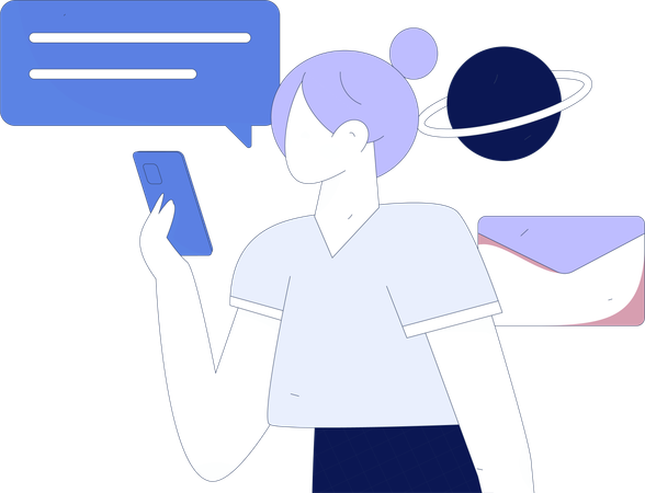 Female communication on mobile  Illustration