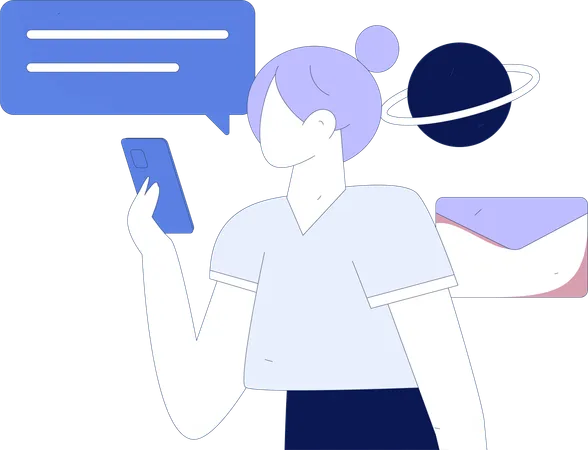 Female communication on mobile  Illustration