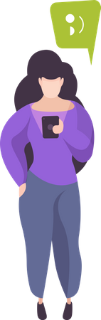 Female Communication On Mobile  Illustration