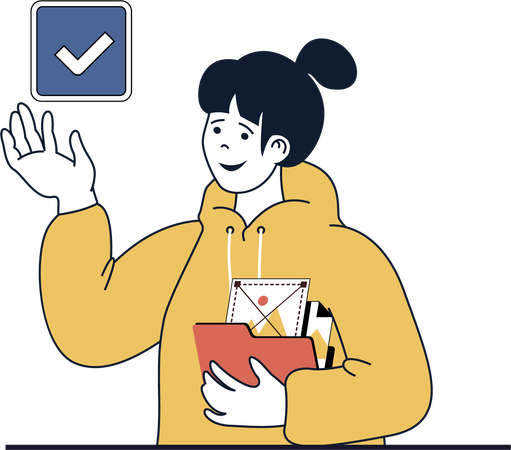 Female Complete task  Illustration