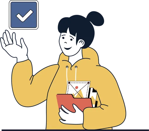 Female Complete task  Illustration