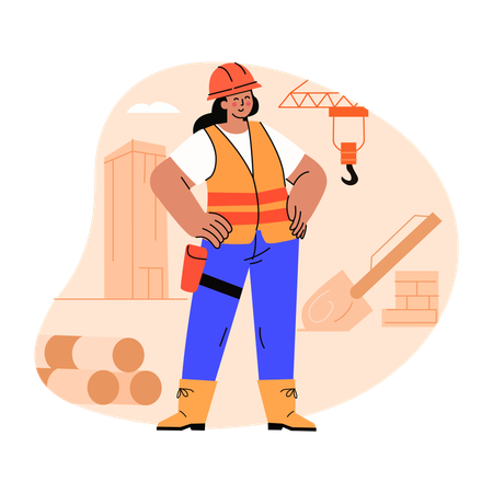 Female Construction worker  Illustration