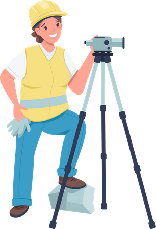 Female construction worker with video camera Illustration