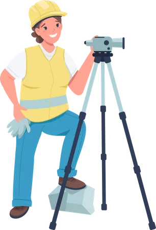 Female construction worker with video camera Illustration