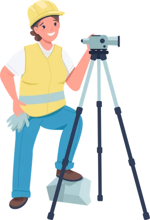 Female construction worker with video camera  Illustration