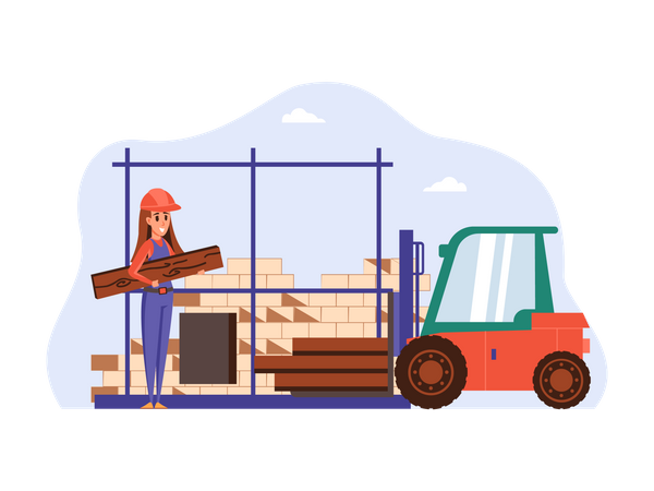 Female Construction worker working Illustration