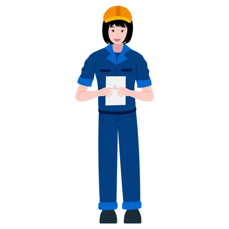Female Constructor holding plan  Illustration