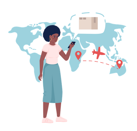 Female consumer tracking package  Illustration