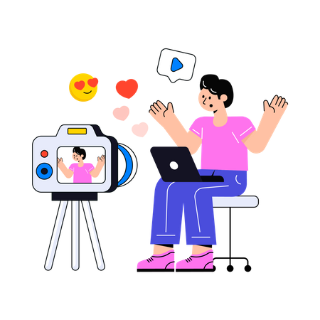 Female Content Creator Recording Video  Illustration