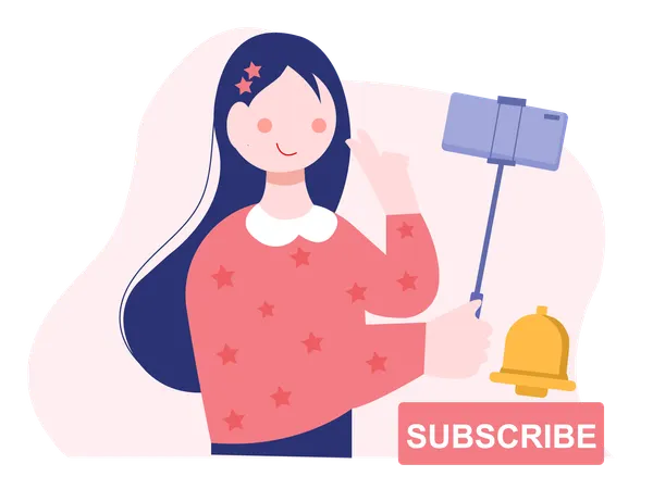 Female Content Creator Recording Video  Illustration