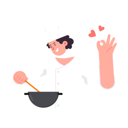Female Cook cooking meal Illustration