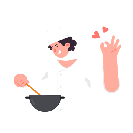 Female Cook cooking meal  Illustration