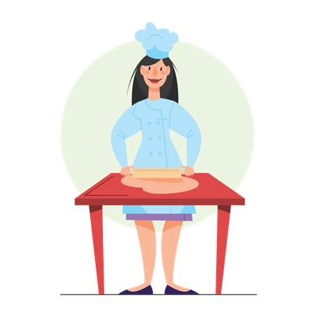 Female cook making food  Illustration