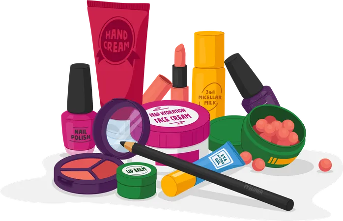 Best Premium Females using makeup stuffs Illustration download in PNG &  Vector format