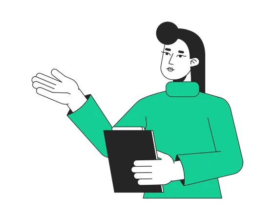 Female counselor with clipboard Illustration