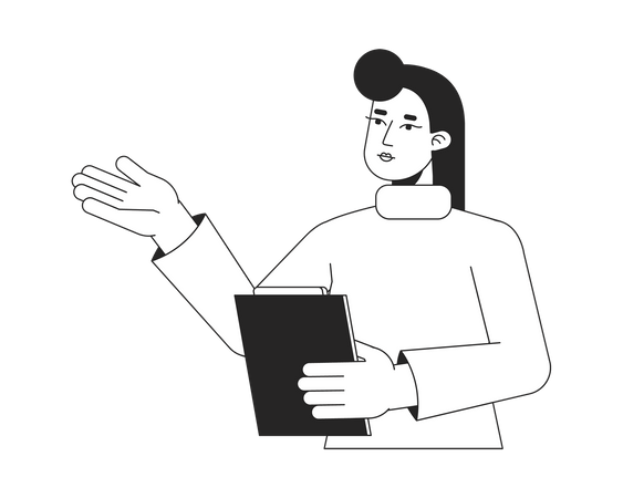 Female counselor with clipboard  イラスト