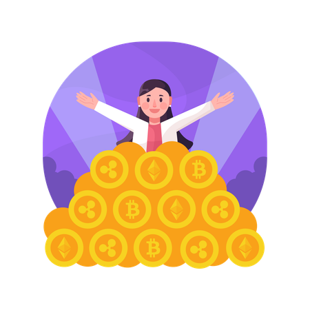 Female crypto investor  Illustration