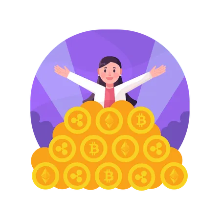 Female crypto investor  Illustration