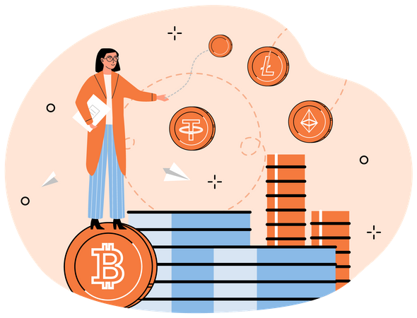 Female Cryptocurrency Investor  Illustration